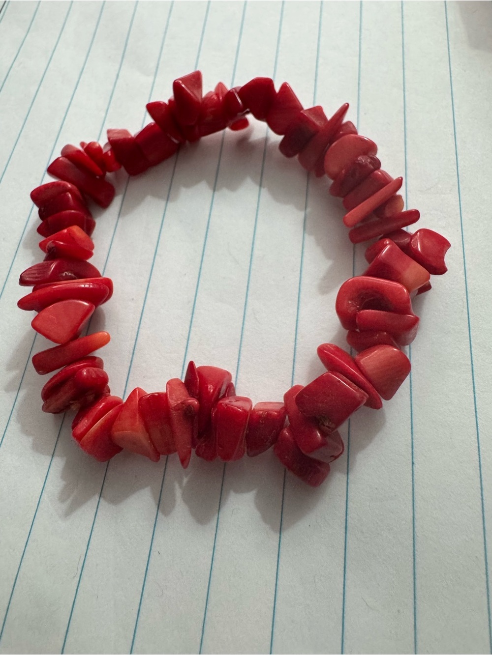 Red Coral Chip Stretch Bracelet *READ*